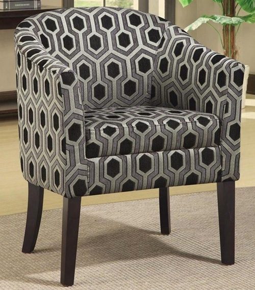 Coaster Club Barrel Chair in Chenille Geometric Print